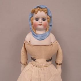 19 IN. PARIAN LADY WITH BLUE SCARF: