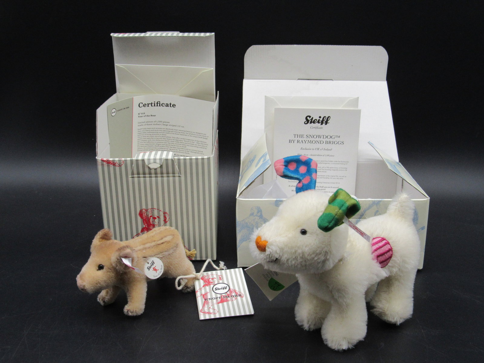 (2 PCS.) STEIFF LIM. EDITION SNOWDOG & BOAR: (1 of 11)