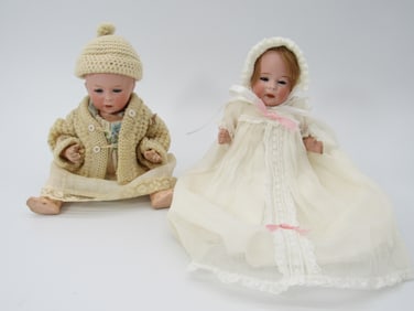 (2) SWAINE & CO. 8 IN. BABY LORI BISQUE HEAD DOLLS