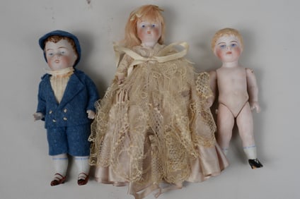 THREE ALL BISQUE KESTNER DOLLS: