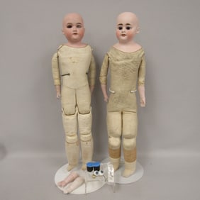 PAIR OF BISQUE DOLLS: