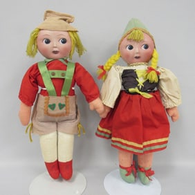 PR OF VINTAGE PORC. FACE CLOTH HANSEL & GRETEL: