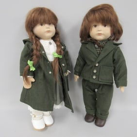 PAIR OF KARIN HELLER STOCKINETTE DOLLS: