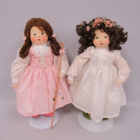 2 GERMAN GABRIELE CLOTH DOLLS: