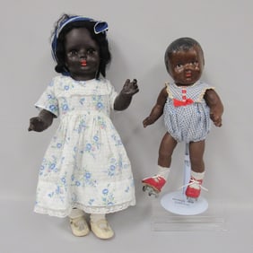 PAIR OF BLACK DOLLS: