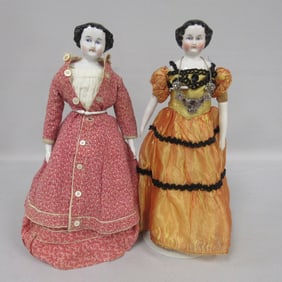 PAIR OF CHINA HEAD DOLLS: