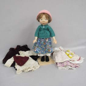 15 IN. ELIZABETH PONGRATZ HANDCARVED WOODEN DOLL: