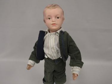 15 IN. SCHOENHUT CARVED HAIR BOY: