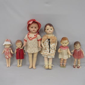 6 DOLL COMPOSITION LOT: