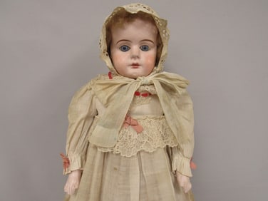 ANTIQUE PAPER MACHE 29 IN. WITH GLASS EYES: