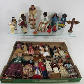 2 BOXES OF NATIVE AMERICAN INDIAN DOLLS: