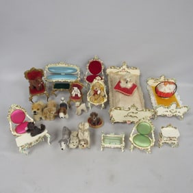GERMAN DOLL FURNITURE, 3 PCS. OF STEIFF, ETC.: