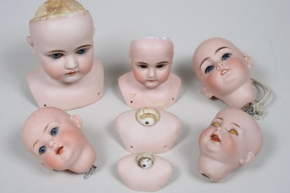LOT OF 5 GERMAN BISQUE HEADS: