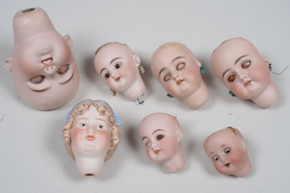 LOT OF 7 GERMAN BISQUE HEADS: