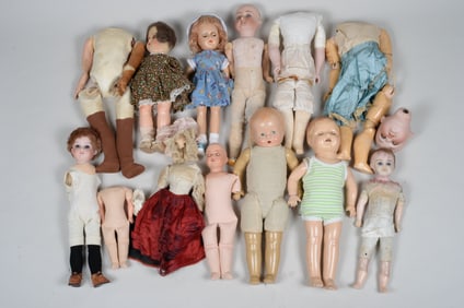 LOT OF 14 DOLLS & DOLL BODIES: