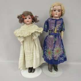 (2) GERMAN BISQUE SHOULDER HEAD DOLLS: