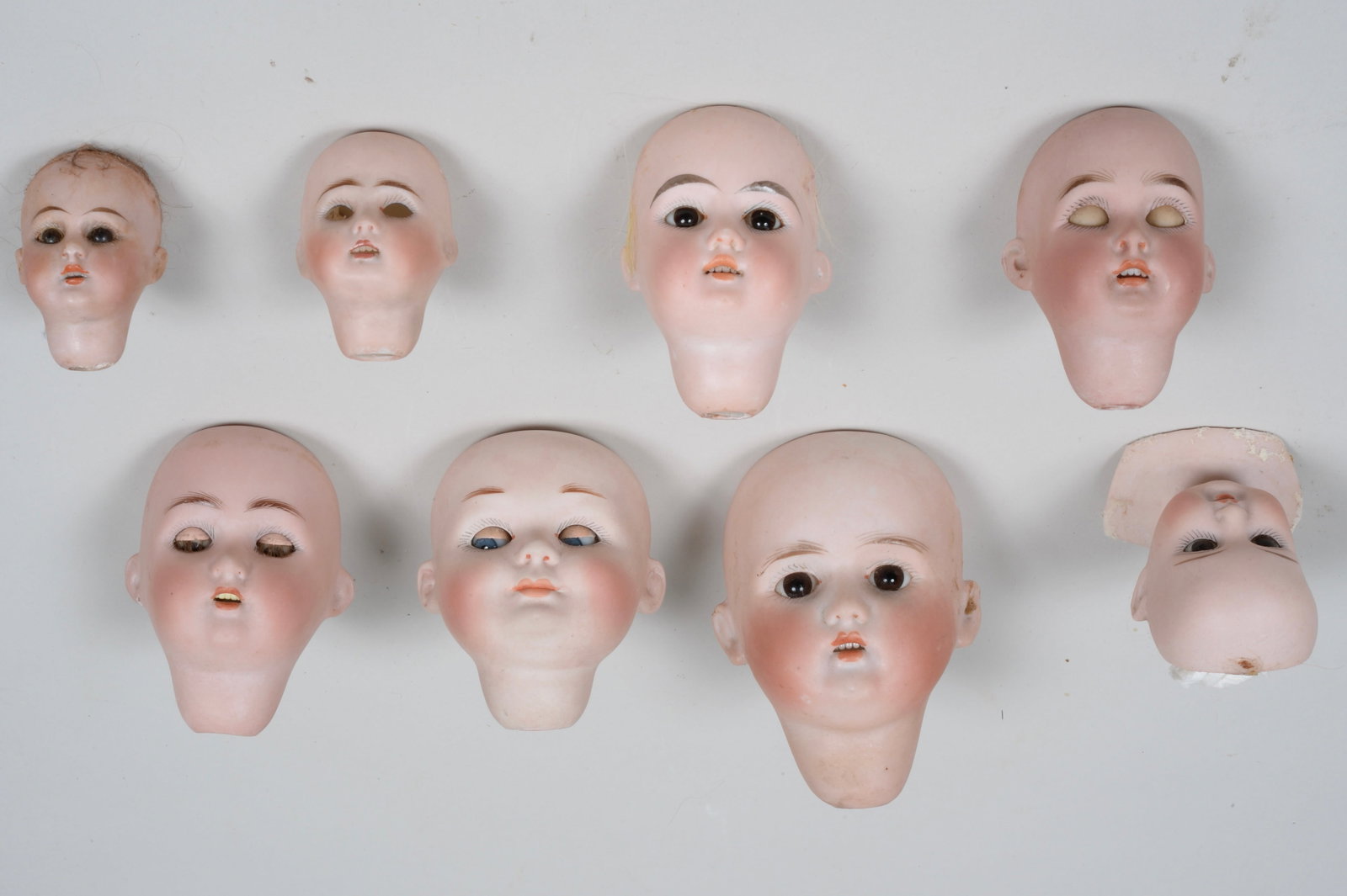 LOT OF 8 GERMAN BISQUE HEADS: (1 of 1)