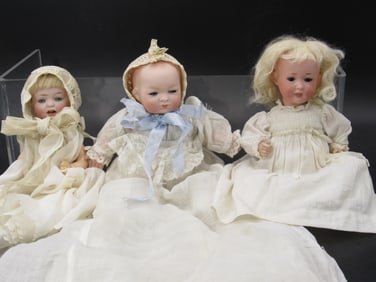 BOX LOT 3 BISQUE HEAD BABIES:
