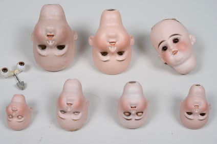 LOT OF 7 GERMAN BISQUE HEADS:
