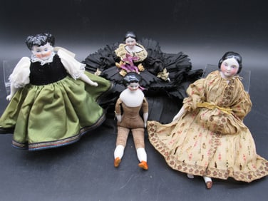BOX LOT OF 4 CHINA HEAD DOLLS: