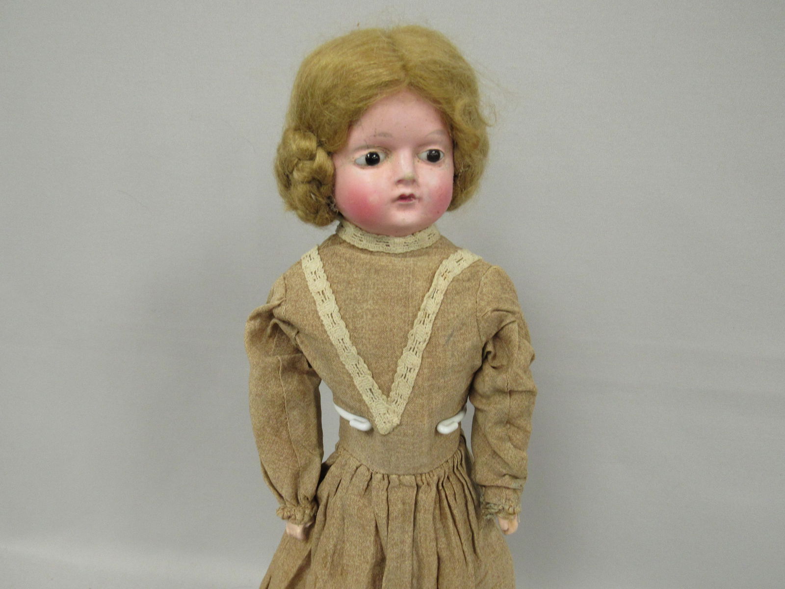 19 IN. WAX OVER PAPIER MACHE HEAD GIRL: (1 of 11)