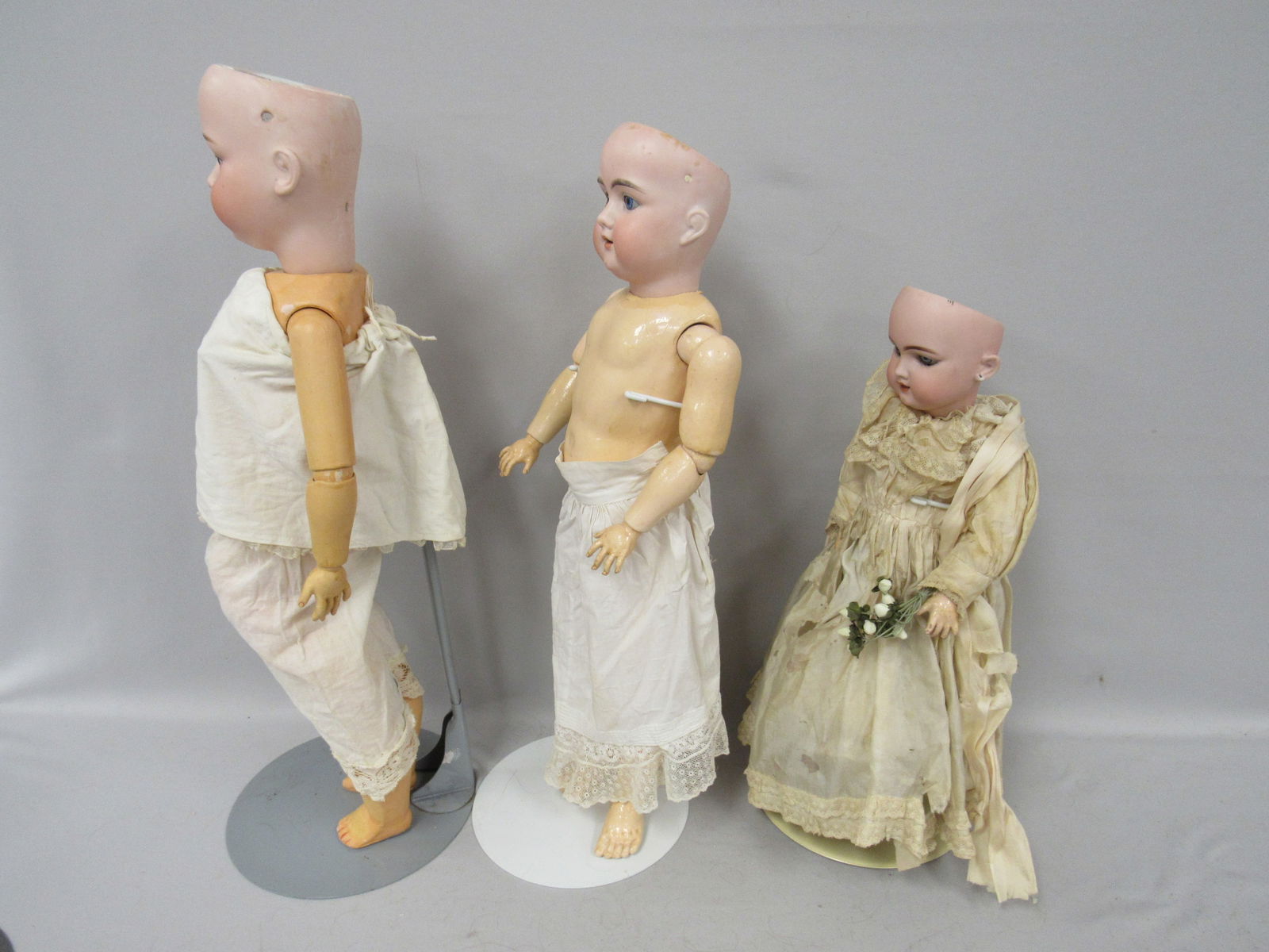 3 BISQUE HEAD DOLL GROUP: - 8