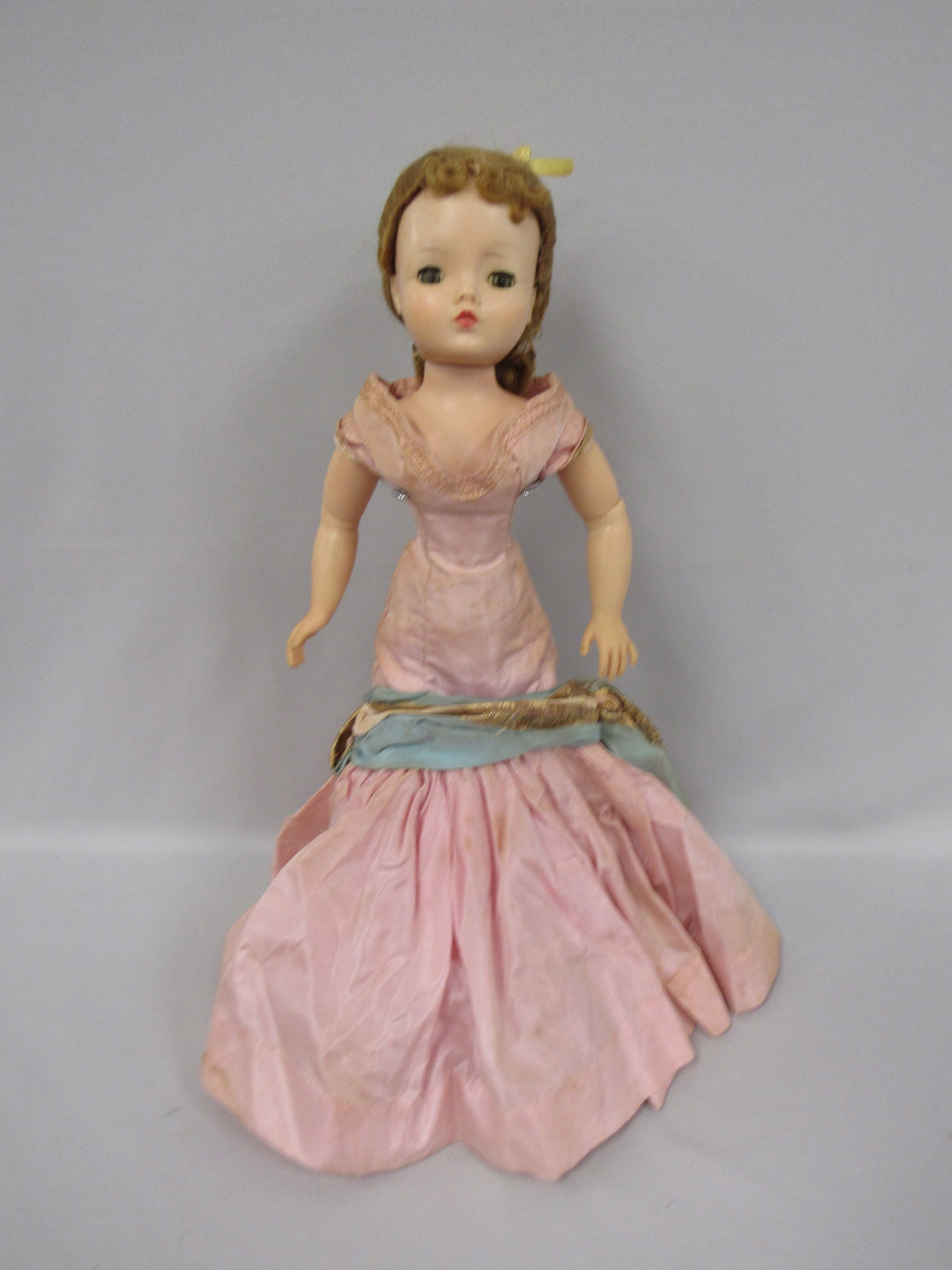 M. ALEX. 19 IN. H. PLASTIC CISSY:: DRESSED IN ORIGINAL TAGGED OUTFIT, SLIP, ETC. OUTFIT IS WITH SOILING & SHOES ARE MISSING