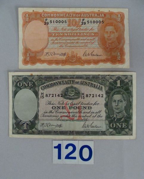 (2 PCS) W.W. II PERIOD AUSTRALIAN CURRENCY: (1 of 2)