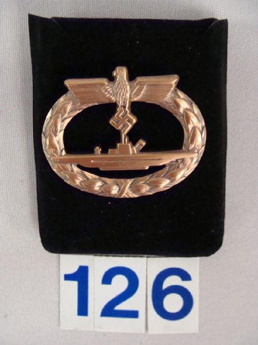 W.W. II GERMAN U-BOAT BADGE IN GOLD COLOR, (1 of 2)
