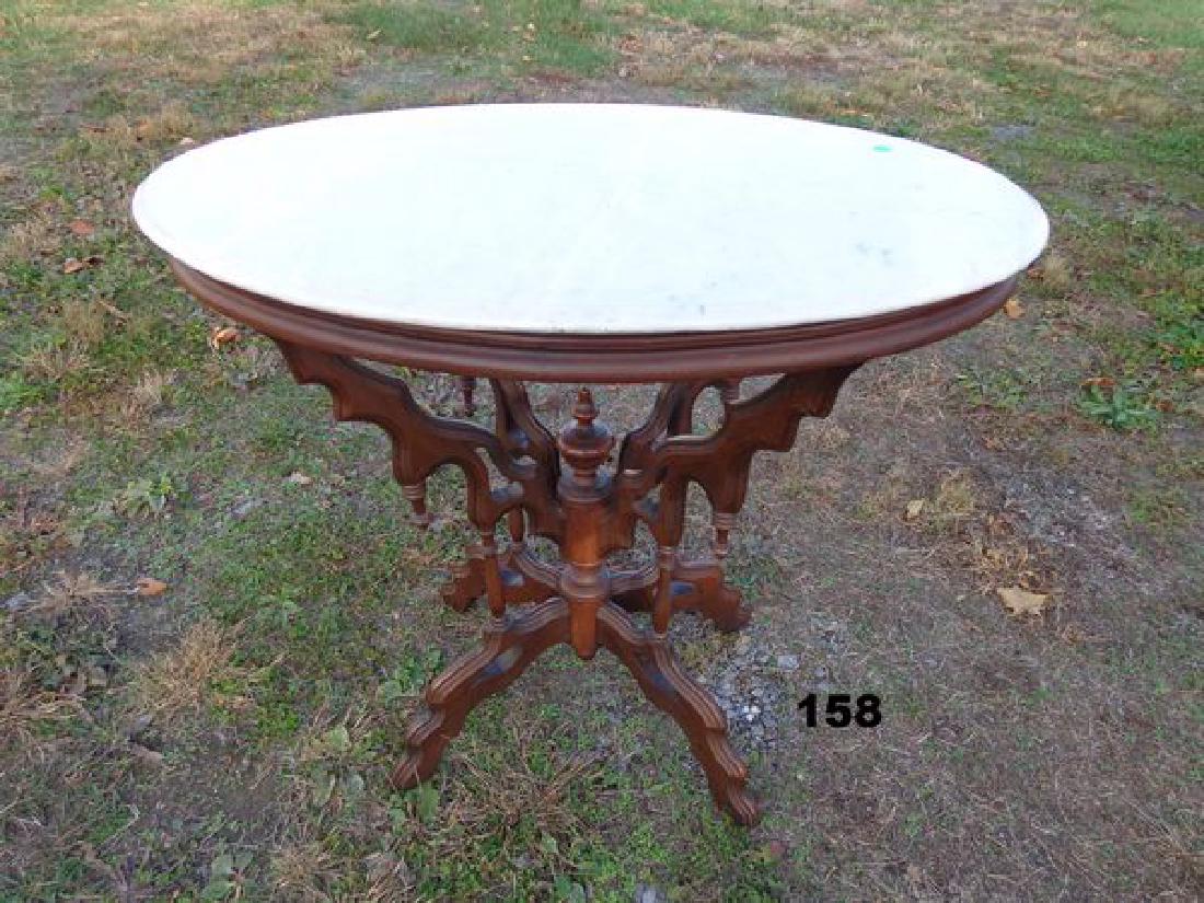 ANTIQUE VICTORIAN OVAL MARBLE TOP TABLE (1 of 1)