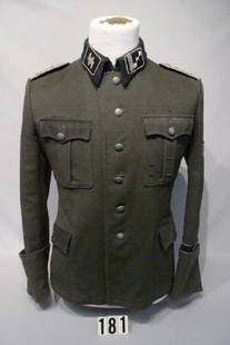 ULTRA RARE GERMAN W.W. II WAFFEN SS INFANTRY: HAUPSTURMFUHRER (CAPTAIN) EARLY STYLED PRIVATE TAILORED DOE SKIN WOOL, LAH DIVISION HITLER'S ELITE BODY - THE 'LEIBSTANDARTE ADOLF HILTER' - GOOD CONDITION WITH SMALL MOTHING. NOTE: THERE IS A RESERVE