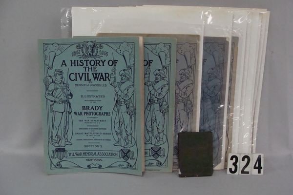 SECTION ONE TO SECTION SIXTEEN OF "A HISTORY: OF THE CIVIL WAR" BY BENSON J. LOSSING WITH M. BRADY WAR PHOTOGRAPHS, EACH STORED IN A SEPARATE PLASTIC SHEET, SOME COVERS SHOW WEAR & ARE SEPARATED FROM STAPLES - GOOD TO VERY GOOD