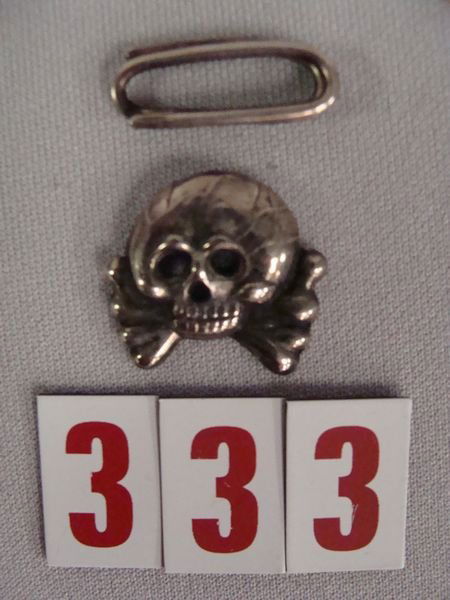 GERMAN W.W. II PANZER TOTENKOPK SILVER SKULL (1 of 2)
