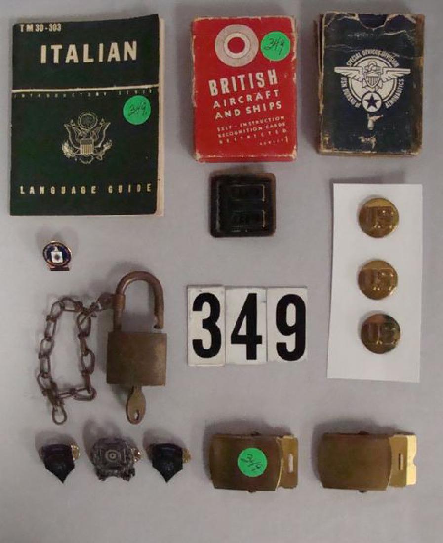 GRAB BOX OF U.S. MILITARY COLLECTIBLES: (1 of 2)