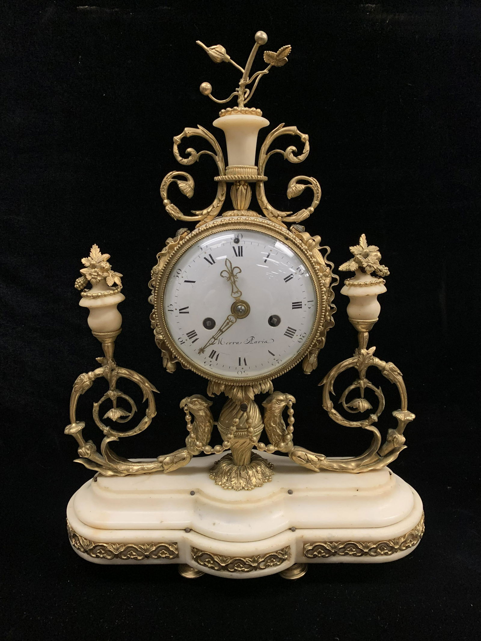 Antique 19th C.  French Gilt Bronze and White Marble Mantle Clock (1 of 5)