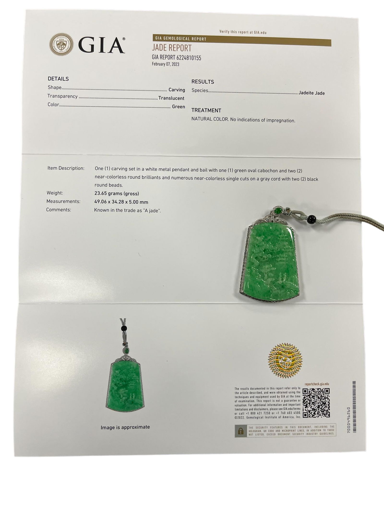 GIA Certified Grade A Jadeite 18 K Gold Pendant (1 of 9)