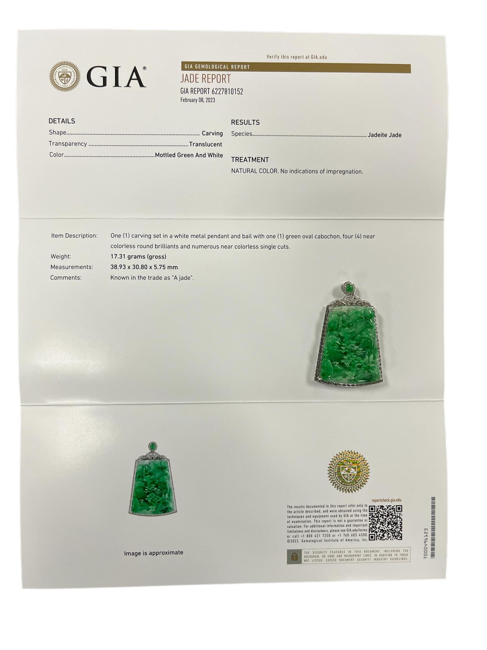 GIA Certified Grade A Jadeite 18 K Gold Pendant (1 of 4)