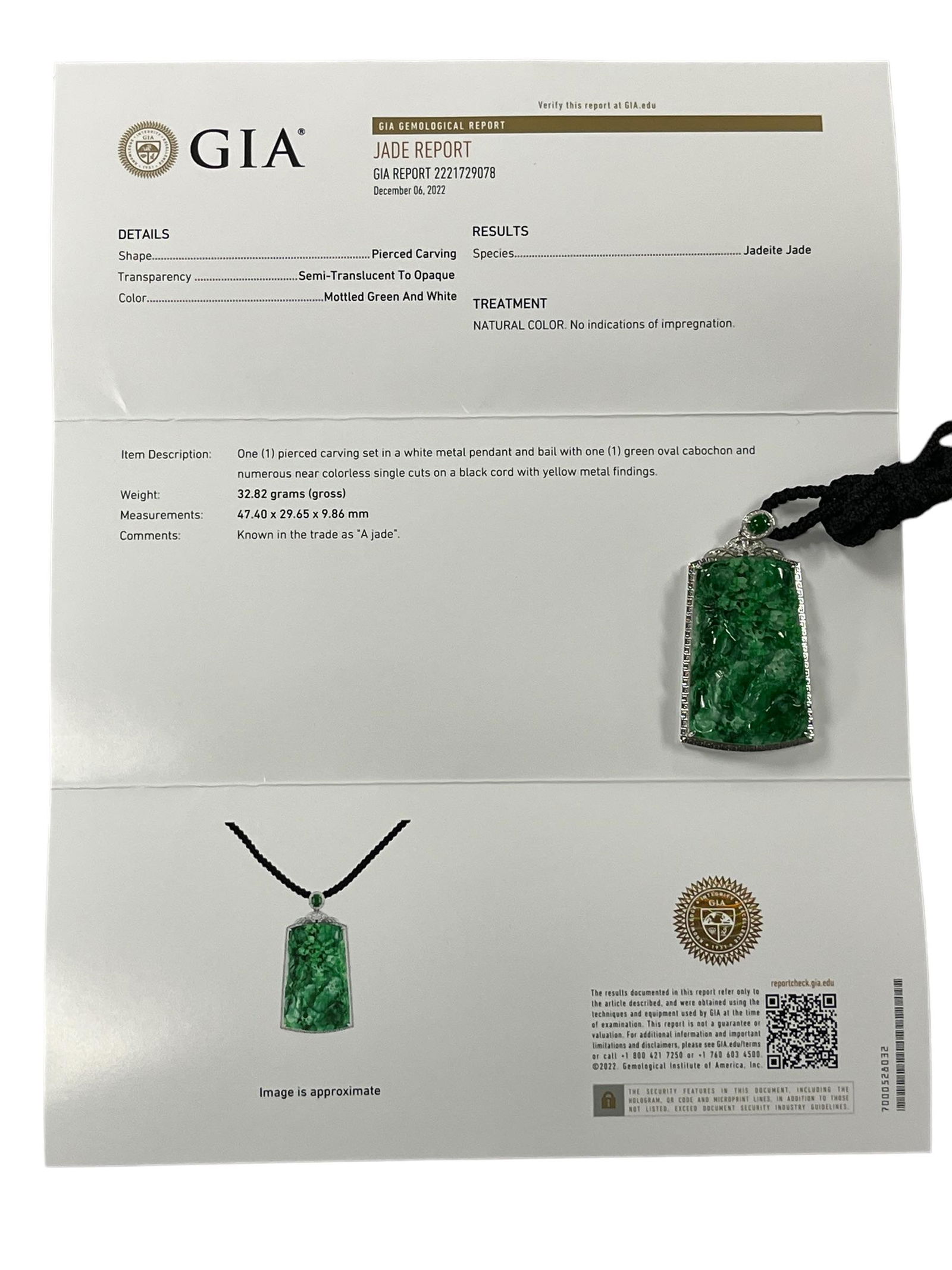 GIA Certified Grade A Jadeite 18 K Gold Pendant (1 of 4)