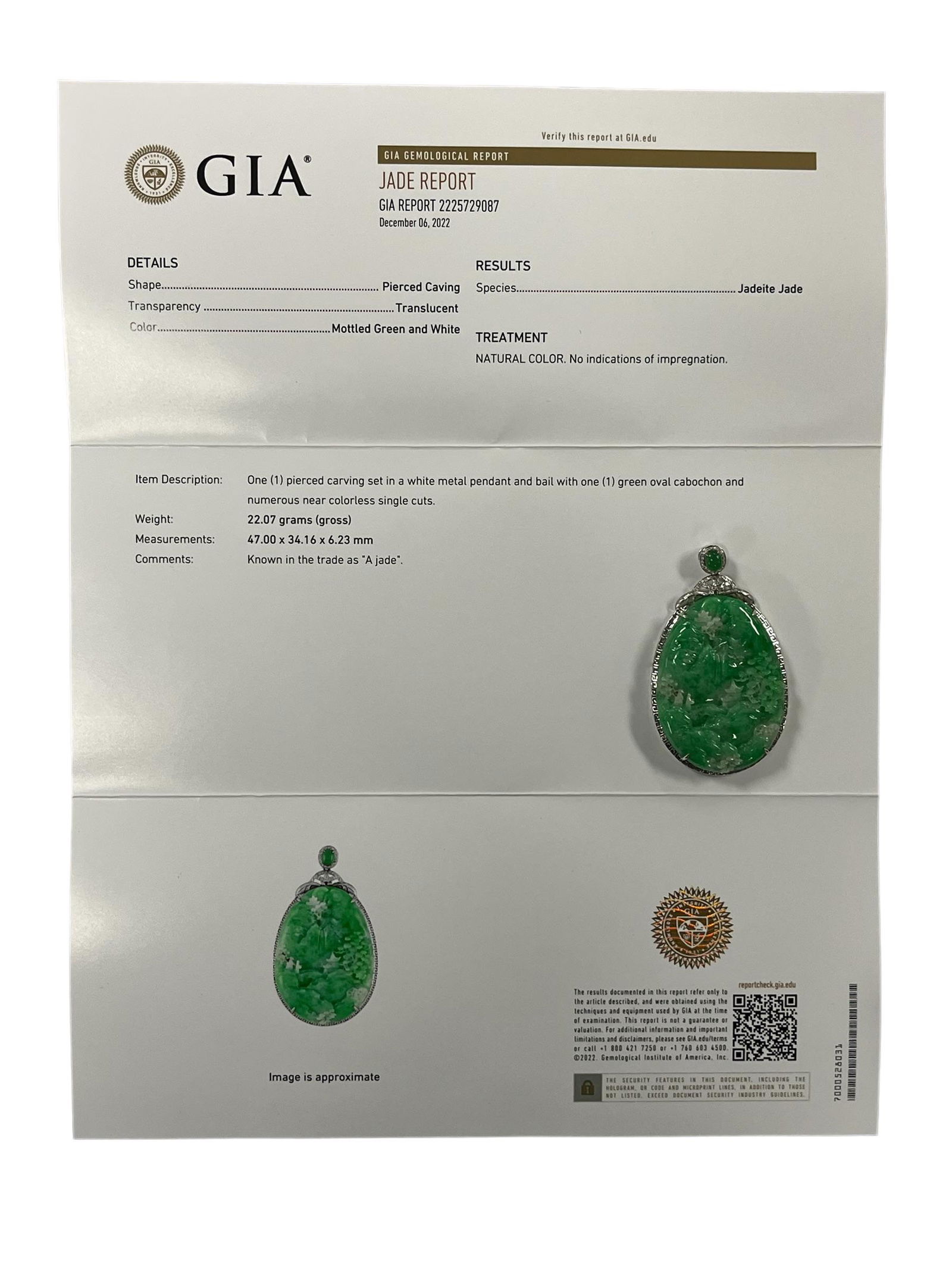 GIA Certified Grade A Jadeite 18 K Gold Pendant (1 of 2)
