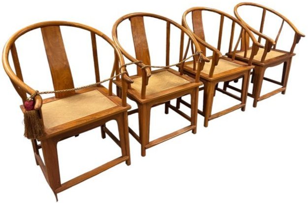 Set of Four Chinese Huanghuali Horse Shoe Back Chairs (1 of 14)