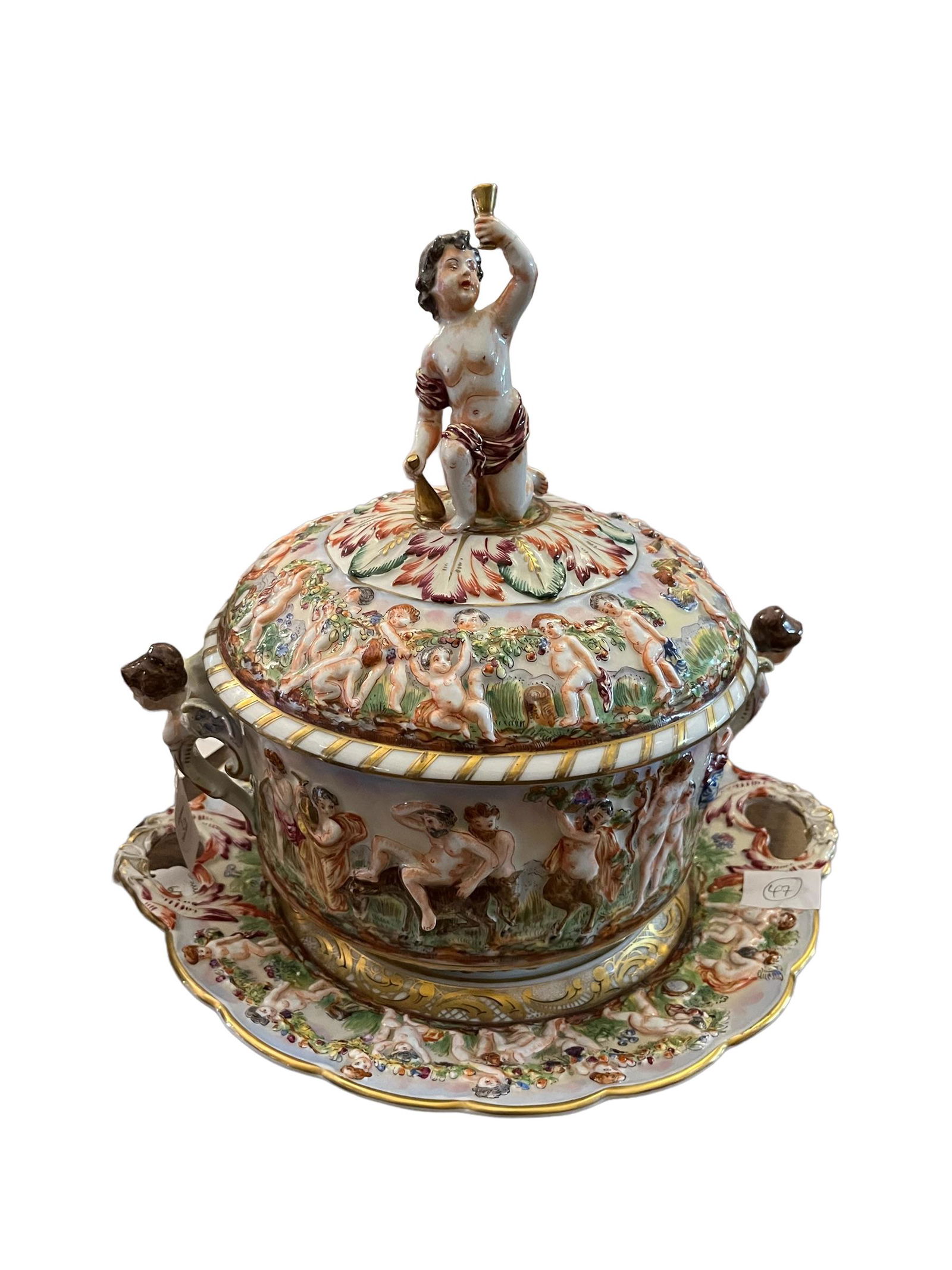 19th C. Cape de monte Porcelain lidded box and Plate (1 of 5)