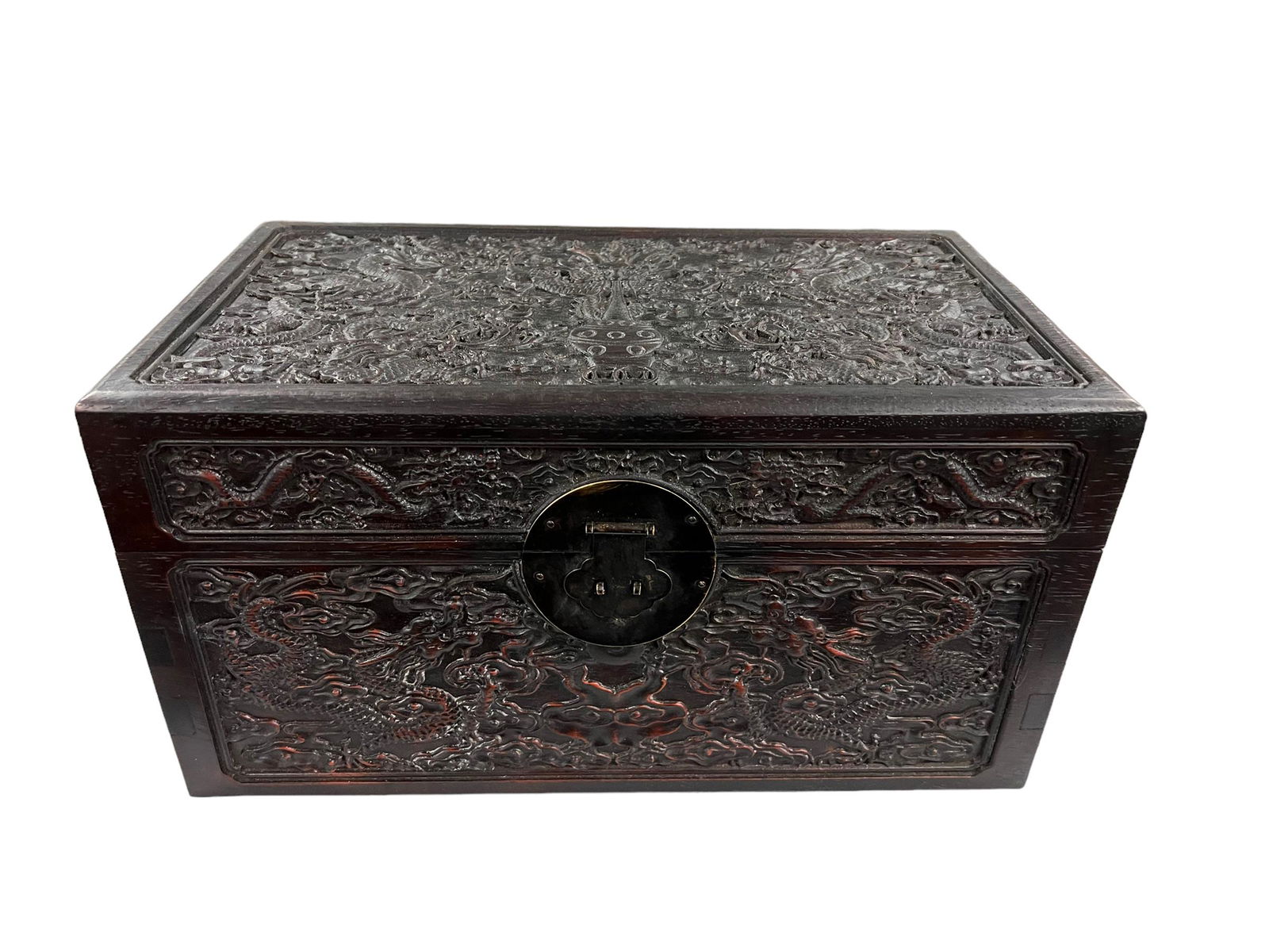 Chinese Carved Hardwood Dragon Box (1 of 10)