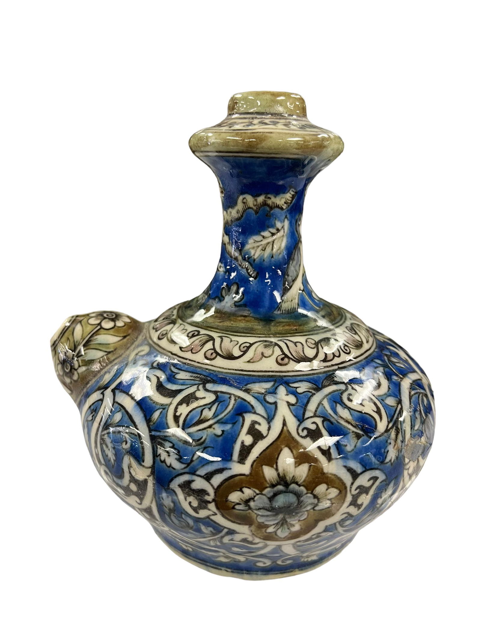 19th C. Antique Middle Eastern Cobalt Blue Pottery Ewer (1 of 8)
