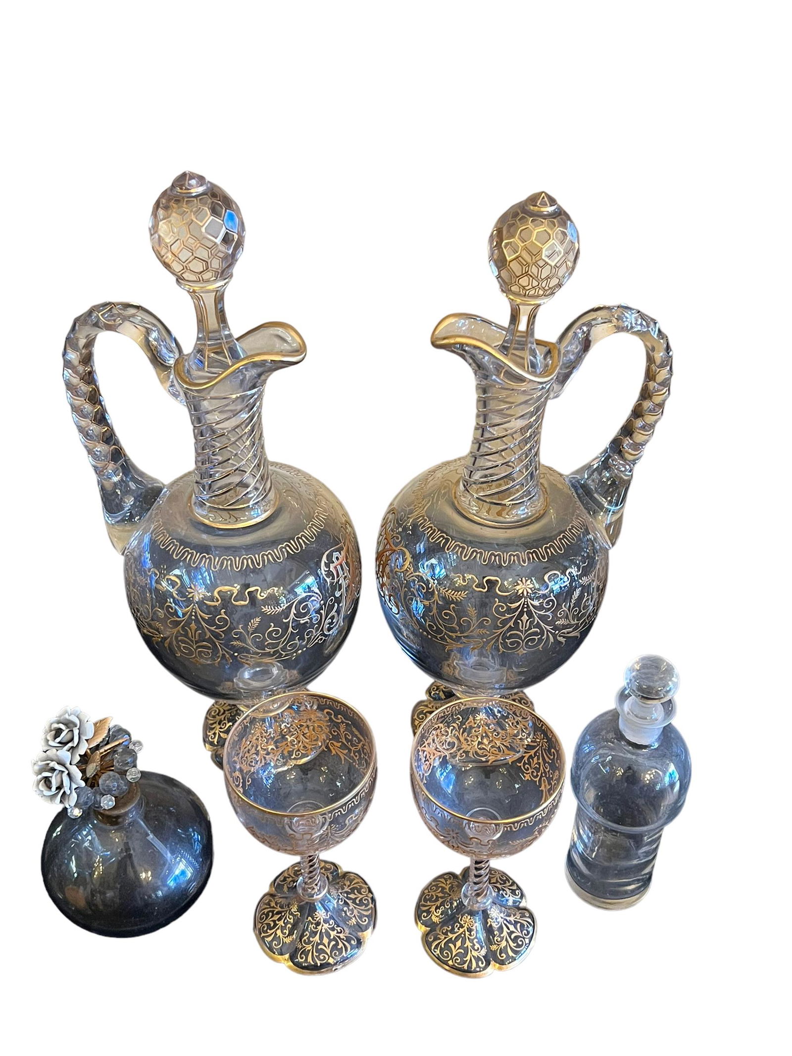 A Drink Set of 19th Century Overlaid Decorated Glass (1 of 4)