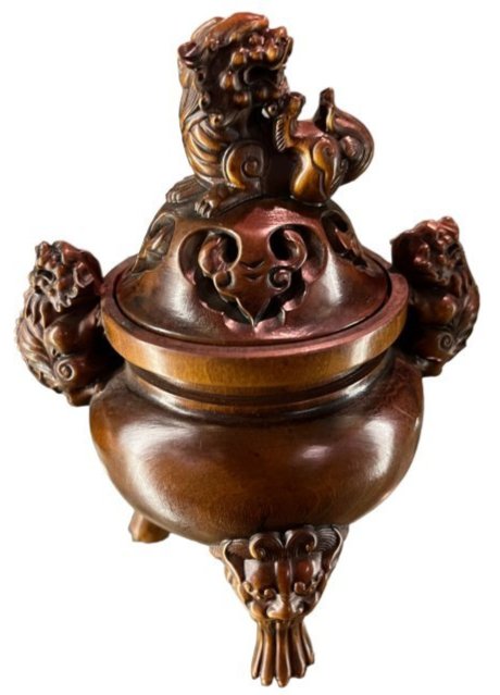 Chinese Carved Box Wood Scholars Item Incense Burner (1 of 7)