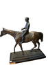 19th C.  French bronze Statue of a Horse and Jockey Signed I. BONHEUR