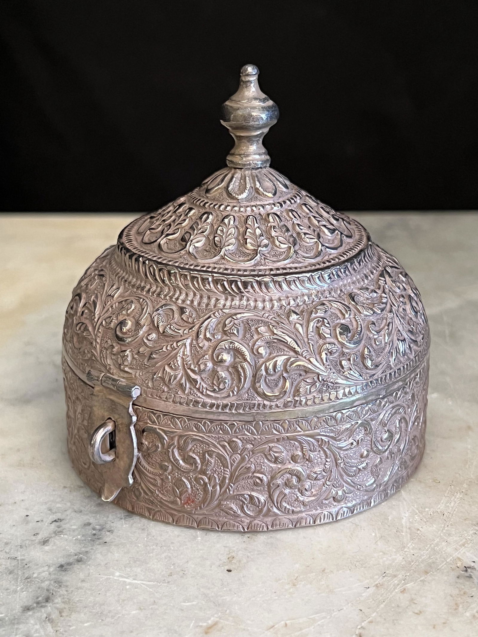 A Persian 19th C. Solid Silver Lidded Dish (1 of 6)