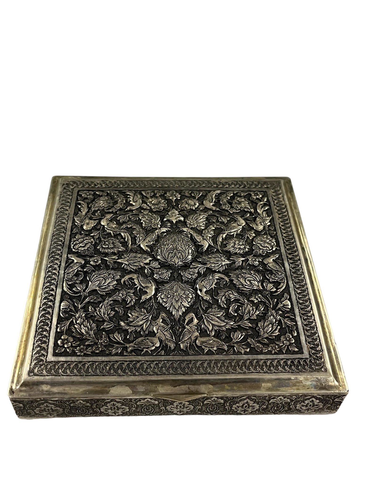 19 C. Persian Solid Silver Ornamental Box, Hand Made, Chased & Repousse (1 of 6)