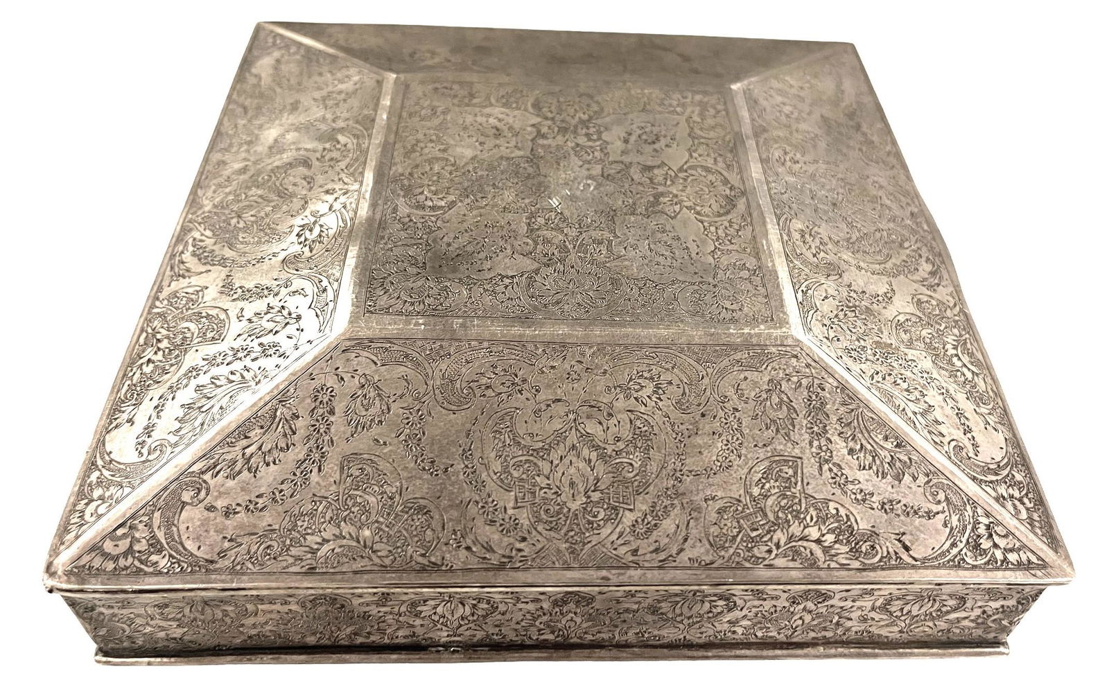 19 C. Persian Solid Silver Ornamental Box, Hand Made, Chased & Repousse (1 of 8)