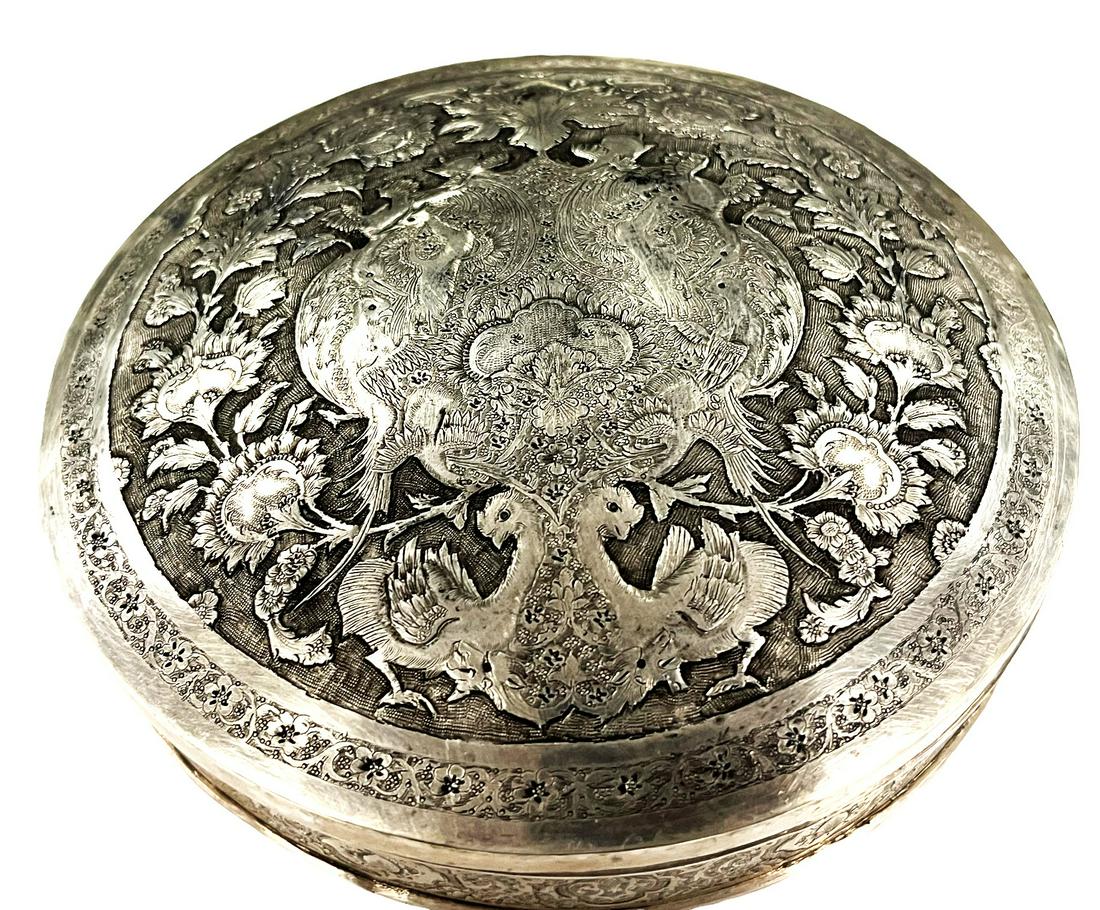 19 C. Persian Silver Ornamental Box, Hand Made, Chased & Repousse (1 of 6)